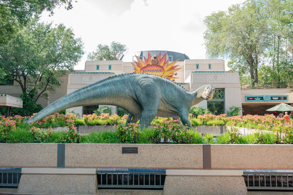 dinsosaur statue outside dinoland, animal kingdom, walt disney world, orlando, florida